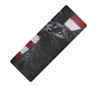 American Flag Black Cat Animal printed yoga mats for home workout Thick 1 mm for home non slip, with bag tapete para ejercicio 71x26 inches