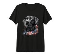 American Flag Black Lab Portrait Premium T-Shirt