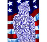 American Flag, Blue Bald Eagle, USA 200 Star-Detailed Page, 8x11, Patriotic Hardcover Journal, Art Pad, Sketchbook, Drawing Book: Created With ... By: Artist Mary Elisabeth Linder @ MaryEMade