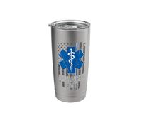 American Flag Blue White Thin line Advanced EMT AEMT Stainless Steel Insulated Tumbler