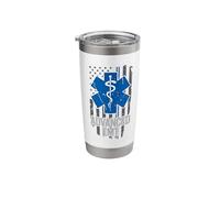 American Flag Blue White Thin line Advanced EMT AEMT Stainless Steel Insulated Tumbler