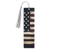 American Flag Bookmark, Wooden Bookmarks for Book Lovers Handmade Wood Book Mark with Tassel Reading Page Markers Ornament Wooden Gift Tags Labels for Craft Decorations