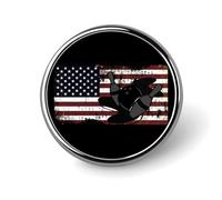 American Flag Bowling Print Round Brooch Pin Badge Lapel Tie Pin for Women Men Office Worker Teacher Decor