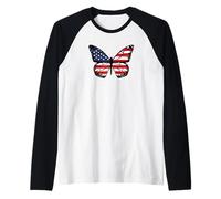 American Flag Butterfly United States Flag Butterflies Wing Raglan Baseball Tee