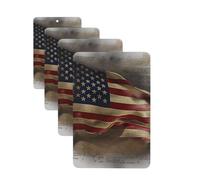 American Flag Car Air Fresheners 4 Pcs Rectangle Hanging Car Air Freshener Fragrance Scented Cards Auto Mirror Pendant Aromatherapy Tablets For Car Home Office Closet Bathroom