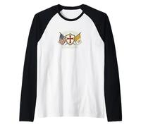 American Flag Catholic Patriotic Raglan Baseball Tee