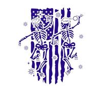 American Flag Christmas Dancing Skeleton Merry Christmas Vinyl Wall Decals 65.6x76.8cm Art Decoration DarkBlue