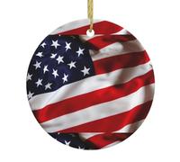 American Flag Christmas Tree Ceramic Hanging Xmas Tree Decoration Bauble Round Ceramic Decorations Decorative Home Decoration