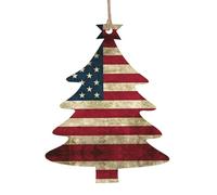 American Flag Christmas Wooden Ornaments Christmas Tree Hanging Decoration Xmas Home Party Festive Decor