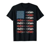 American Flag Classic Muscle Cars Retro Patriotic Value Graphic T-Shirt