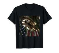 American Flag Clock Gears Ruin Industrial Value Graphic T-Shirt