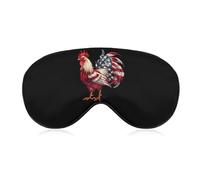American Flag Cock Fighting Rooster Chicken Sleep Mask Soft Blackout Eye Mask Eye Shade Cover with Adjustable Strap for Men Women