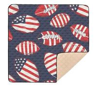 American Flag-Colored Football Baby Play Mat for Floor, 127x127 CM Playpen Mat,Thicken Soft Non-Slip Tummy Time Mat for Toddlers and Infants