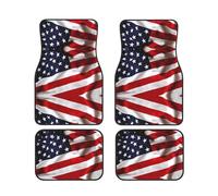 American Flag Complete set of car floor mats, 4-piece interior set suitable for most cars, trucks, and vans