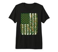 American Flag Corn Stalks Patriotic Farmer Pride Premium T-Shirt
