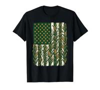 American Flag Corn Stalks Patriotic Farmer Pride Value Graphic T-Shirt, Men, Black, L