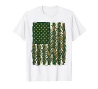 American Flag Corn Stalks Patriotic Farmer Pride Value Graphic T-Shirt, Men, White, S