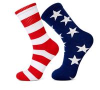 American Flag Crew Socks, Patriotic Stars & Stripes Red White & Blue Socks | Soft cotton blend crew socks with breathable comfort, patriotic stars & stripes style for holidays