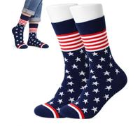 American Flag Crew Socks, Patriotic Stars & Stripes Red White & Blue Socks | Soft cotton blend crew socks with breathable comfort, patriotic stars & stripes style for holidays