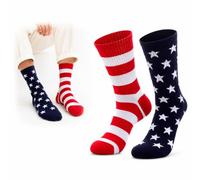 American Flag Crew Socks, Patriotic Stars & Stripes Red White & Blue Socks | Soft cotton blend crew socks with breathable comfort, patriotic stars & stripes style for holidays