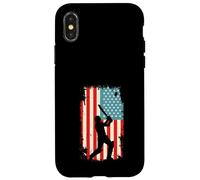 American Flag Cricket Player Batsman Batting Sport Case for iPhone X/XS