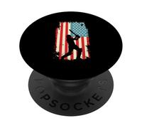 American Flag Cricket Player Batsman Batting Sport PopSockets Adhesive PopGrip