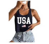 American Flag Crop Tank Tops Women USA Flag Stars Stripes Graphic Tee 4th of July Patriotic Tshirt Girls Crop Tops, Blue2, S