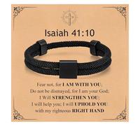American Flag Cross Bracelet for Men Boy - Christian Scripture Bible Verse Rope Bracelets Religious Gift For Teen Boys Kids Teenage,Mens Faith Inspirational Easter Birthday Christmas Jewelry Gifts, no