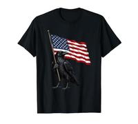 American Flag Crow Raven Bird 4th of July Value Graphic T-Shirt, Men, Black, XL