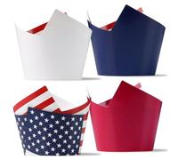American Flag Cupcake Wrappers, Set of 30 - Patriotic Baking Decorations for 4th of July, Memorial Day, and Parties by Pretty Cute Studios