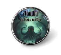 American Flag Dead Cthulhu Waits Dreaming Round Brooch Pin Badge Lapel Tie Pin for Women Men Office Worker Teacher Decor
