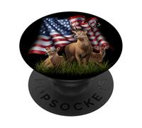 American Flag Deer Buck Doe Fawn Patriotic Wildlife PopSockets Adhesive PopGrip