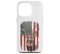 American Flag Deer Hunting Camo Patriotic Distressed Design Case for iPhone 13 Pro