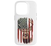 American Flag Deer Hunting Camo Patriotic Distressed Design Case for iPhone 14 Pro