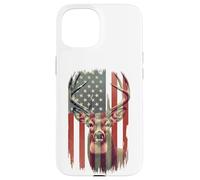 American Flag Deer Hunting Camo Patriotic Distressed Design Case for iPhone 15