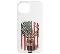 American Flag Deer Hunting Camo Patriotic Distressed Design Case for iPhone 15 Plus