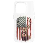 American Flag Deer Hunting Camo Patriotic Distressed Design Case for iPhone 15 Pro