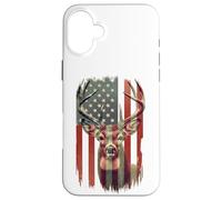 American Flag Deer Hunting Camo Patriotic Distressed Design Case for iPhone 16 Plus