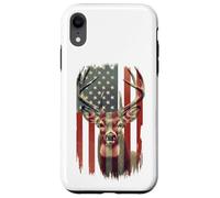 American Flag Deer Hunting Camo Patriotic Distressed Design Case for iPhone XR