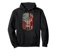 American Flag Deer Hunting Camo Patriotic Distressed Design Pullover Hoodie