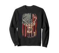 American Flag Deer Hunting Camo Patriotic Distressed Design Sweatshirt