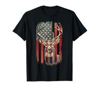 American Flag Deer Hunting Camo Patriotic Distressed Design T-Shirt