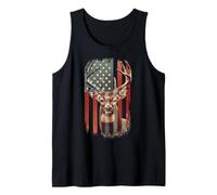 American Flag Deer Hunting Camo Patriotic Distressed Design Tank Top