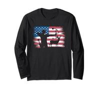 American Flag Deer Hunting Tshirt Whitetail Buck Hunters USA Long Sleeve T-Shirt