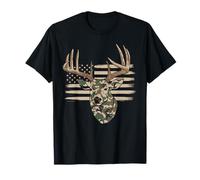 American Flag Deer Hunting Tshirt Whitetail Buck Hunters USA T-Shirt