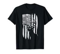 American Flag Deer Hunting Tshirt Whitetail Buck Hunters USA T-Shirt
