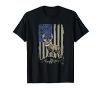 American Flag Deer Hunting Tshirt Whitetail Buck Hunters USA T-Shirt