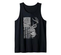 American Flag Deer Hunting Tshirt Whitetail Buck Hunters USA Tank Top