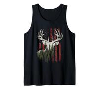 American Flag Deer Hunting Tshirt Whitetail Buck Hunters USA Tank Top