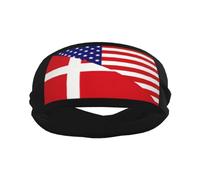 American Flag Denmark Sports Sweatbands for Men Women, Non Slip Elastic Wristbands Headbands for Basketball Te
